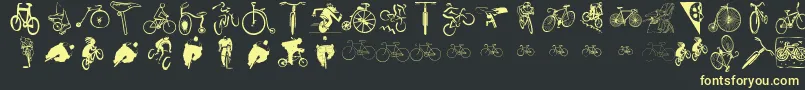 Fonte Cycling – fontes amarelas em um fundo preto