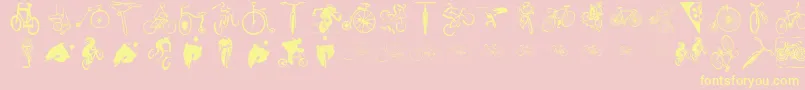 Cycling-Schriftart – Gelbe Schriften auf rosa Hintergrund