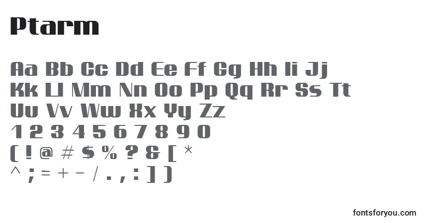 Ptarm Font – alphabet, numbers, special characters