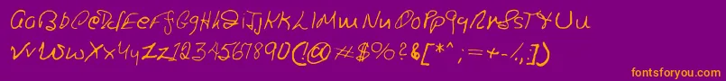 Ronsfont-Schriftart – Orangefarbene Schriften auf violettem Hintergrund