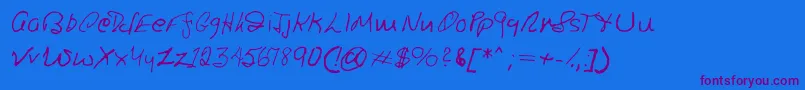 Ronsfont-Schriftart – Violette Schriften auf blauem Hintergrund