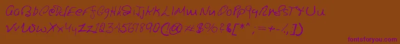 Ronsfont-Schriftart – Violette Schriften auf braunem Hintergrund