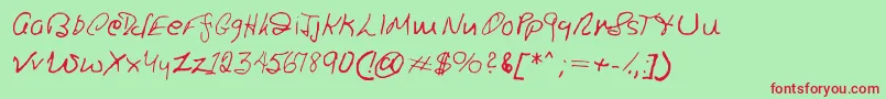 Ronsfont-Schriftart – Rote Schriften auf grünem Hintergrund