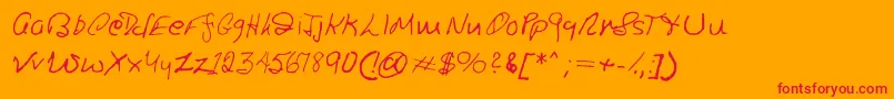 Ronsfont-Schriftart – Rote Schriften auf orangefarbenem Hintergrund
