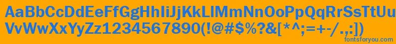 Franklingothdemittt-Schriftart – Blaue Schriften auf orangefarbenem Hintergrund