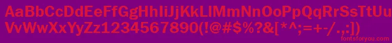 Franklingothdemittt-Schriftart – Rote Schriften auf violettem Hintergrund
