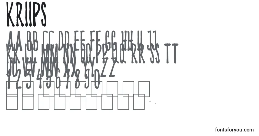 Шрифт Kriips – алфавит, цифры, специальные символы