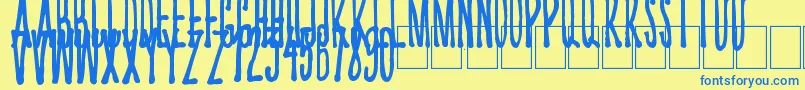 Kriips-Schriftart – Blaue Schriften auf gelbem Hintergrund