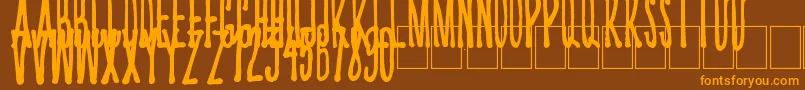 Kriips-Schriftart – Orangefarbene Schriften auf braunem Hintergrund