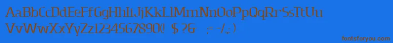 フォントDolomites – 茶色の文字が青い背景にあります。