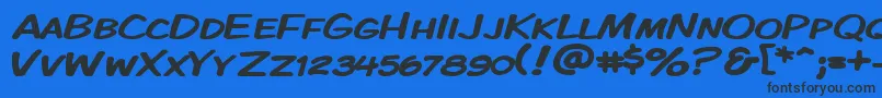 KomikaDisplayKapsWide Font – Black Fonts on Blue Background