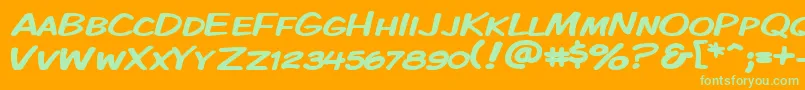 KomikaDisplayKapsWide Font – Green Fonts on Orange Background