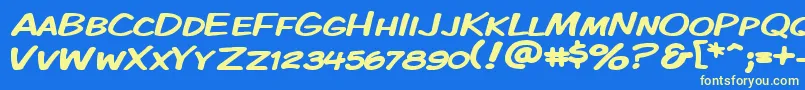 KomikaDisplayKapsWide Font – Yellow Fonts on Blue Background