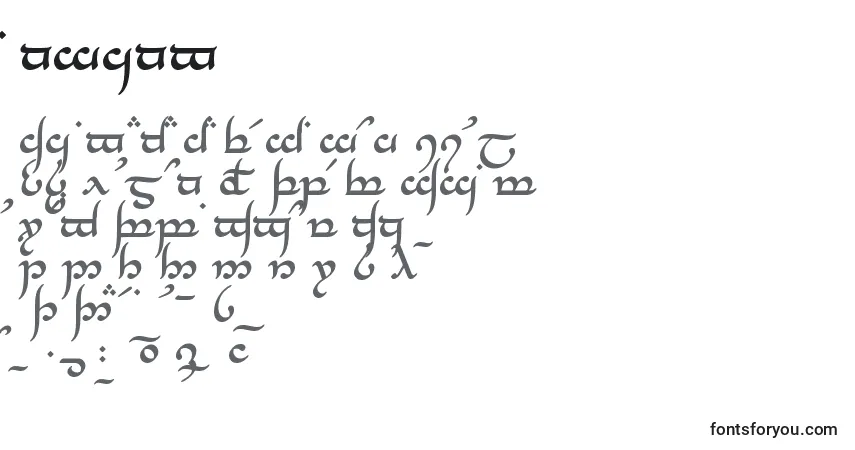 A fonte Tnganb – alfabeto, números, caracteres especiais