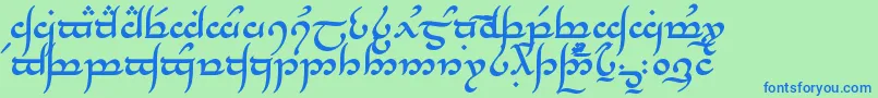 フォントTnganb – 青い文字は緑の背景です。