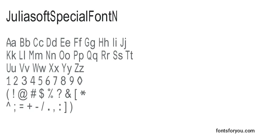 Schriftart JuliasoftSpecialFontN – Alphabet, Zahlen, spezielle Symbole