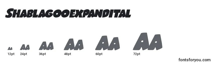 Размеры шрифта Shablagooexpandital