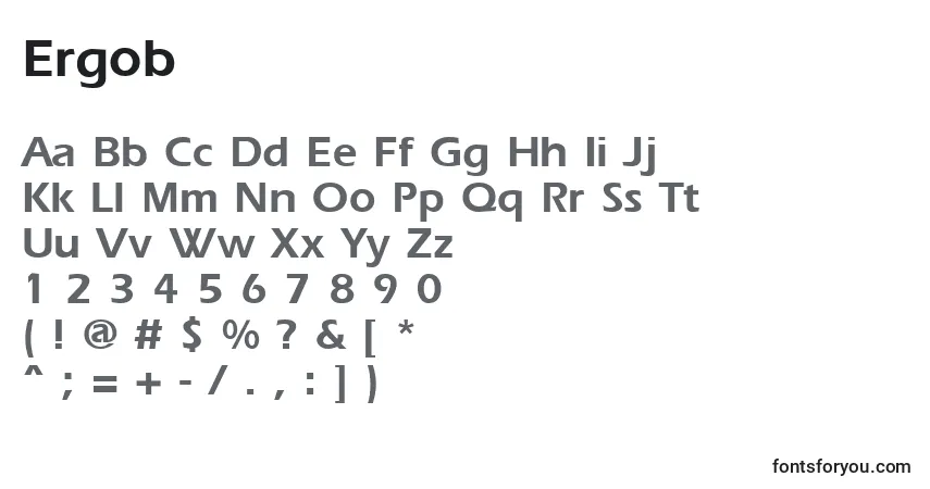 Шрифт Ergob – алфавит, цифры, специальные символы