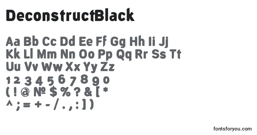 A fonte DeconstructBlack – alfabeto, números, caracteres especiais