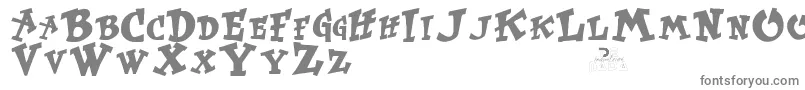 Kurtrussell-fontti – harmaat kirjasimet valkoisella taustalla