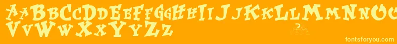 Kurtrussell Font – Yellow Fonts on Orange Background