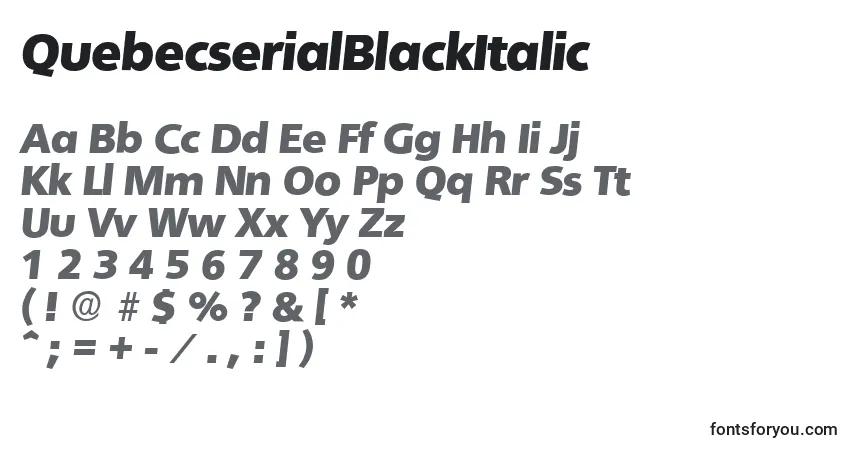 Schriftart QuebecserialBlackItalic – Alphabet, Zahlen, spezielle Symbole