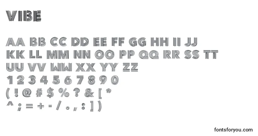 Czcionka Vibe – alfabet, cyfry, specjalne znaki