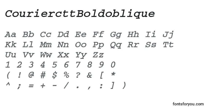 Czcionka CouriercttBoldoblique – alfabet, cyfry, specjalne znaki