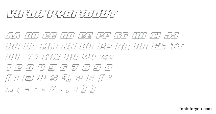 Schriftart Virginhybridout – Alphabet, Zahlen, spezielle Symbole