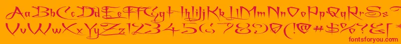 ACharmingFontSuperexpanded Font – Red Fonts on Orange Background