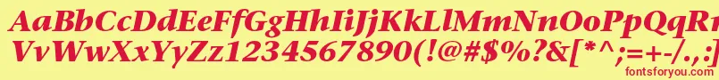 StoneserifstdBolditalic Font – Red Fonts on Yellow Background