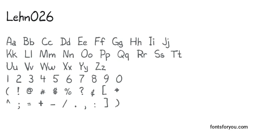 Czcionka Lehn026 – alfabet, cyfry, specjalne znaki