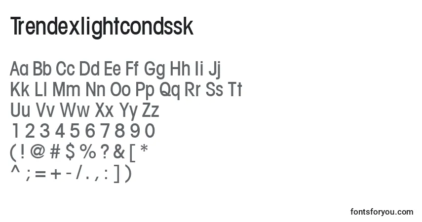 Czcionka Trendexlightcondssk – alfabet, cyfry, specjalne znaki