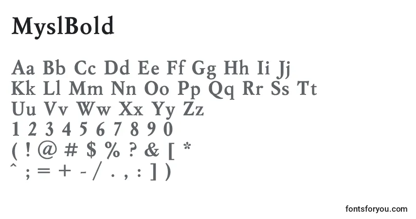 Fuente MyslBold - alfabeto, números, caracteres especiales