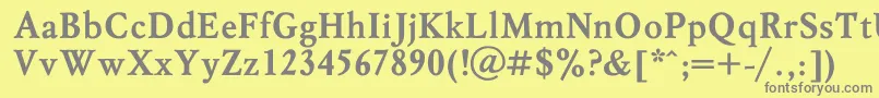 MyslBold-fontti – harmaat kirjasimet keltaisella taustalla