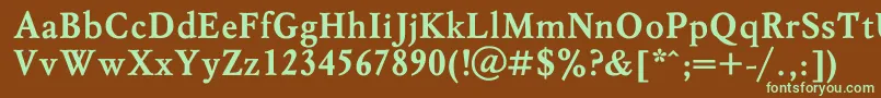 MyslBold-fontti – vihreät fontit ruskealla taustalla