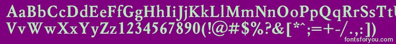 MyslBold-fontti – vihreät fontit violetilla taustalla