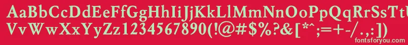 フォントMyslBold – 赤い背景に緑の文字