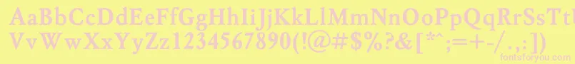 MyslBold-Schriftart – Rosa Schriften auf gelbem Hintergrund