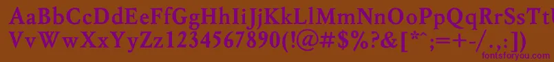 Czcionka MyslBold – fioletowe czcionki na brązowym tle