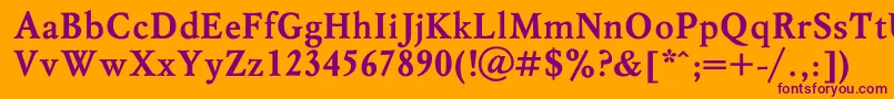 MyslBold-fontti – violetit fontit oranssilla taustalla