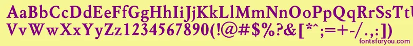 MyslBold-Schriftart – Violette Schriften auf gelbem Hintergrund