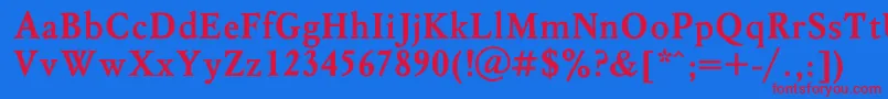 MyslBold-fontti – punaiset fontit sinisellä taustalla