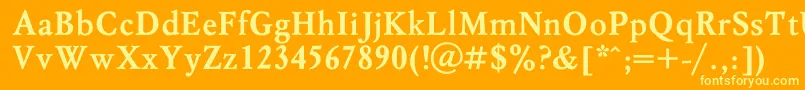 MyslBold-fontti – keltaiset fontit oranssilla taustalla