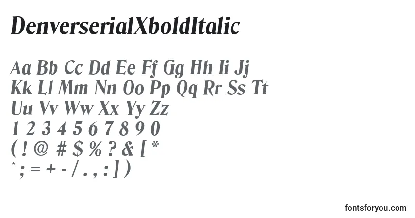 Police DenverserialXboldItalic - Alphabet, Chiffres, Caractères Spéciaux