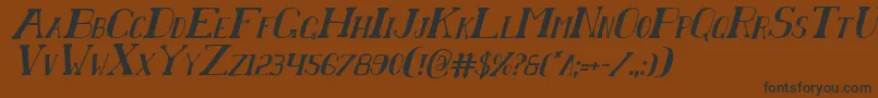 フォントChardinDoihleCondensedItalic – 黒い文字が茶色の背景にあります