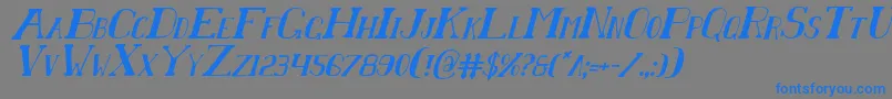 フォントChardinDoihleCondensedItalic – 灰色の背景に青い文字