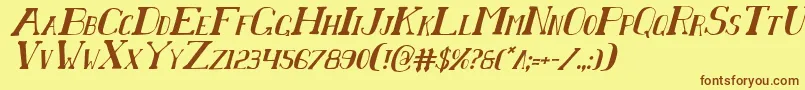 Czcionka ChardinDoihleCondensedItalic – brązowe czcionki na żółtym tle