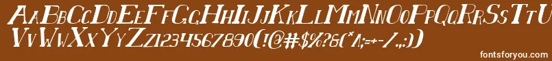 ChardinDoihleCondensedItalic-fontti – valkoiset fontit ruskealla taustalla