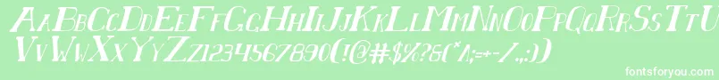ChardinDoihleCondensedItalic-Schriftart – Weiße Schriften auf grünem Hintergrund